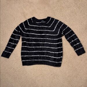 Torrid Fuzzy Black and White Striped Sweater